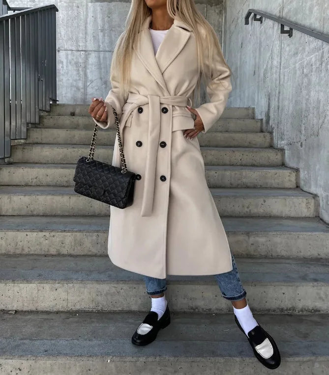 Women’s Longline Lapel Button Front Coat