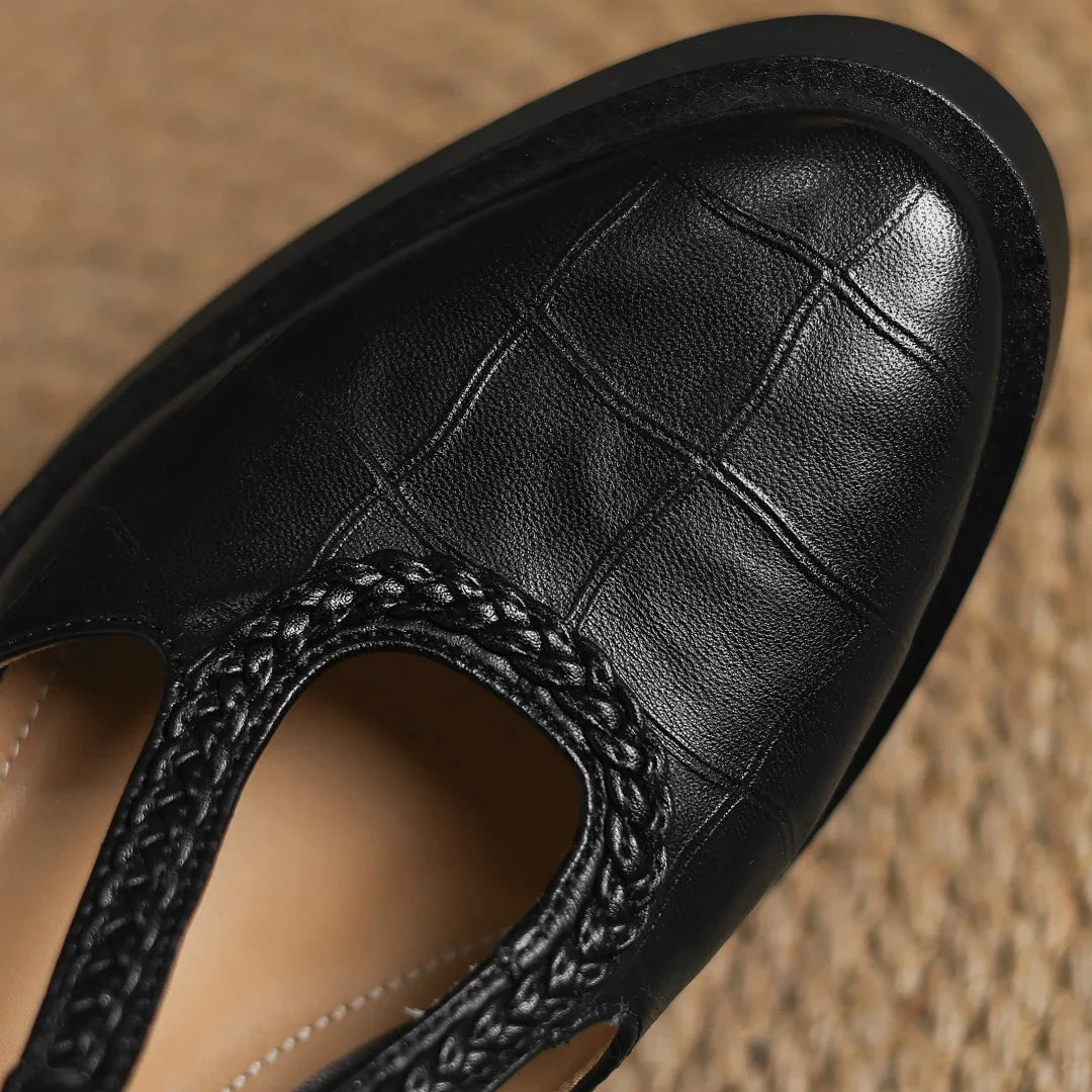 Women’s Elegant T-Strap Mid Heel Shoes