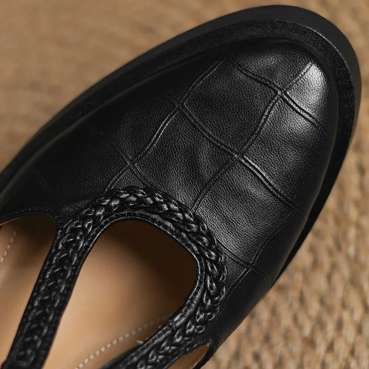Women’s Elegant T-Strap Mid Heel Shoes