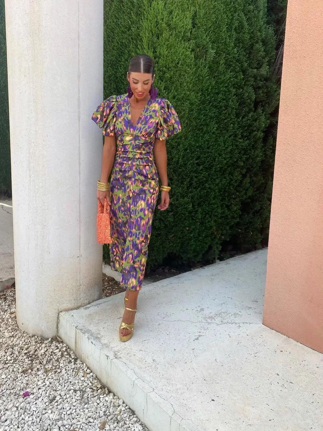 Women’s Puff Sleeve Midi Dress