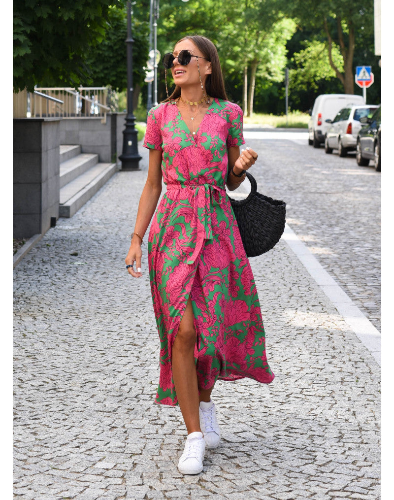 Women’s V-Neck Floral Print Dress