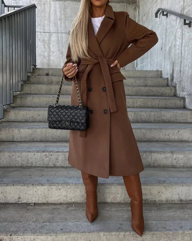 Women’s Longline Lapel Button Front Coat