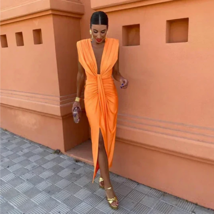 Women’s Elegant Pleated Midi Dress