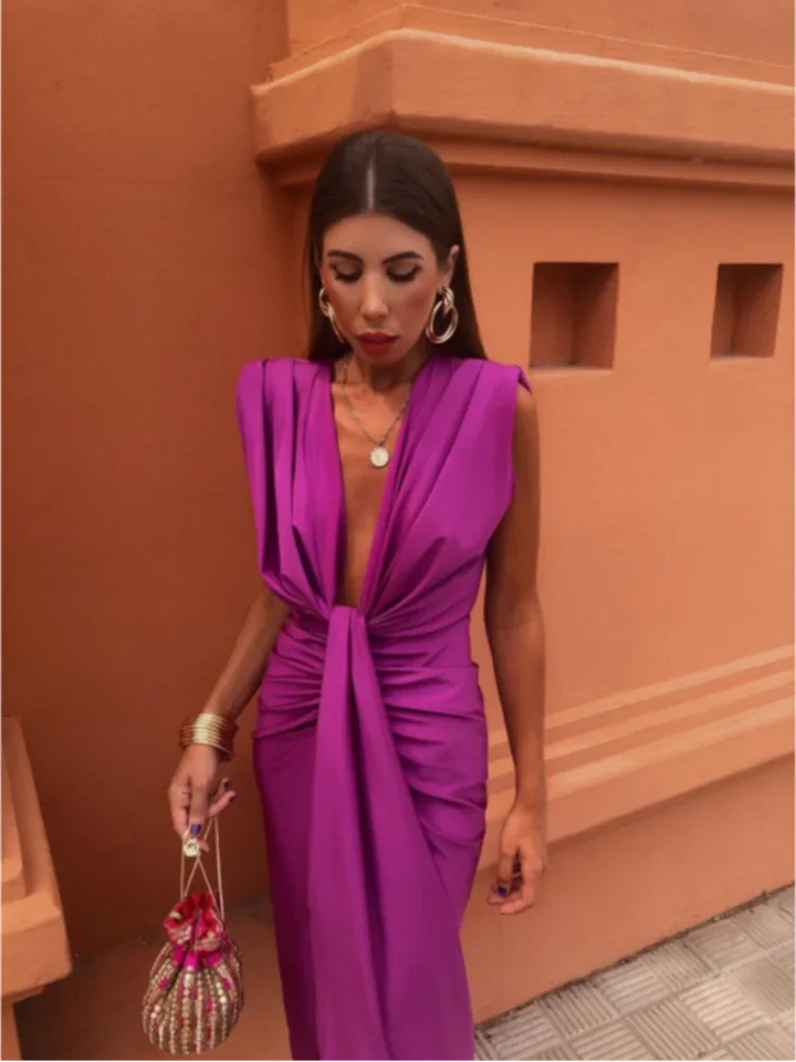 Women’s Elegant Pleated Midi Dress