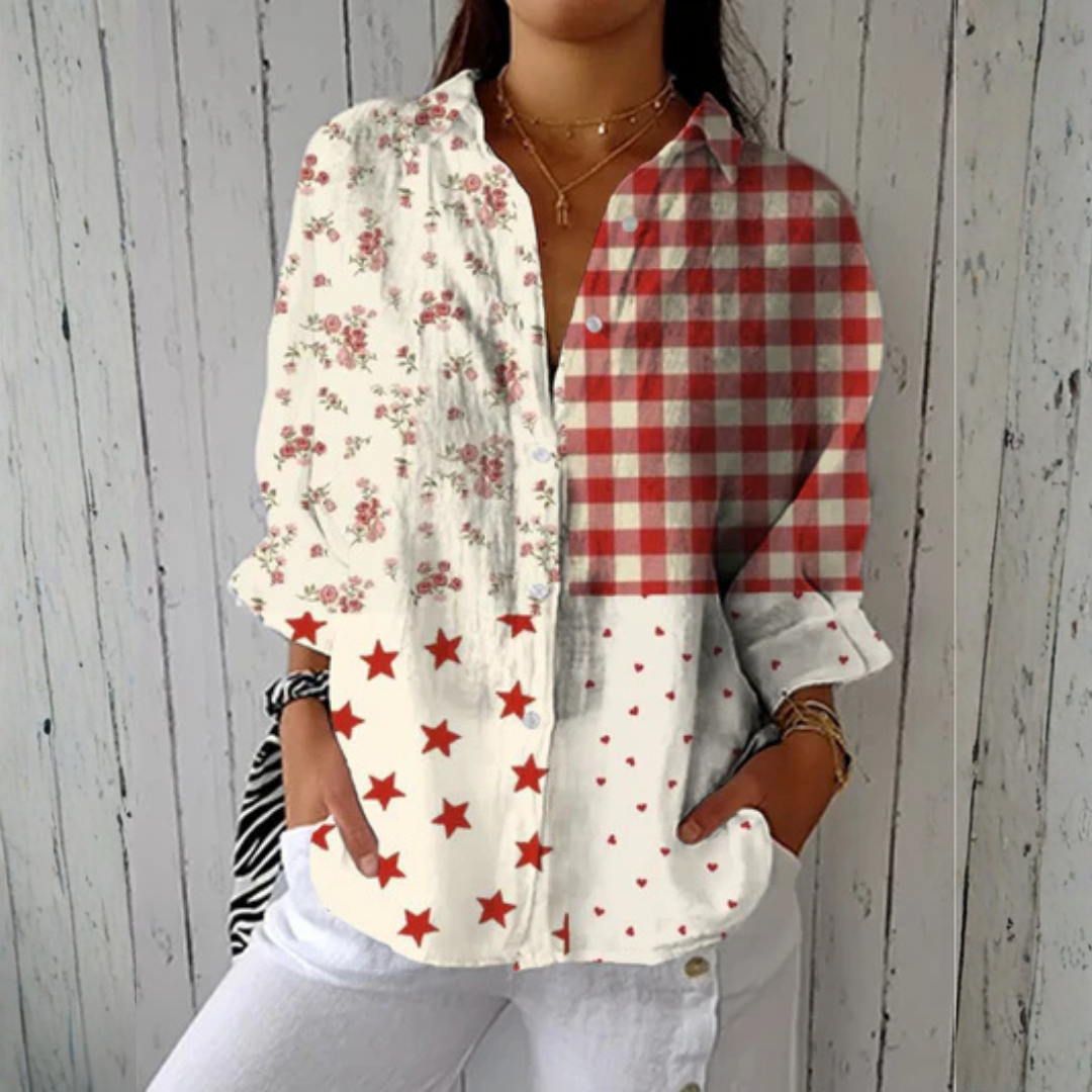 Women’s Boho Patchwork Peasant Blouse