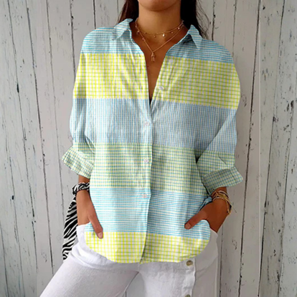 Women’s Pastel Grid Print Blouse