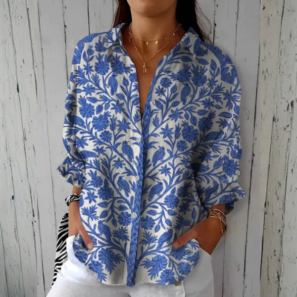 Women’s Blue Floral Print Blouse