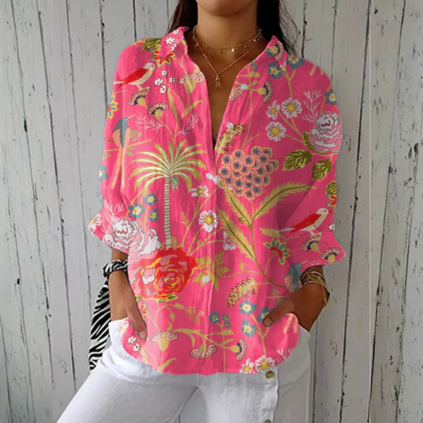 Women’s Summer Tropical Floral Print Blouse