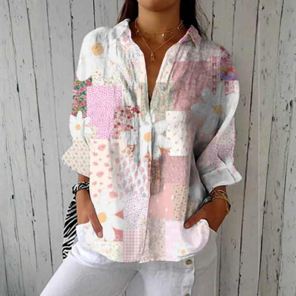 Women’s Patchwork Daisy Print Blouse