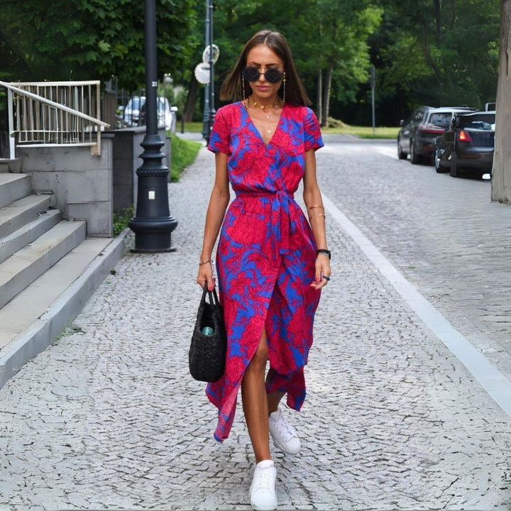 Women’s V-Neck Floral Print Dress