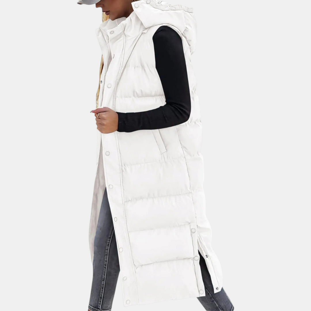 Women’s Quilted Hooded Longline Puffer Vest