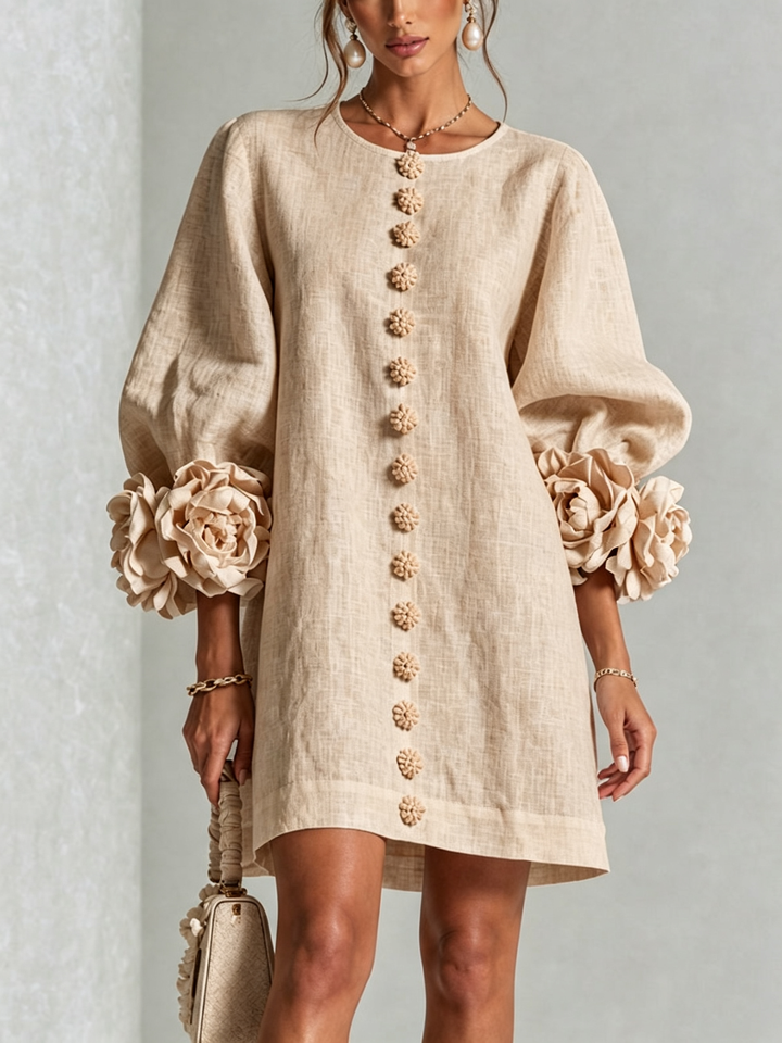 Women’s White Floral Button Front Mini Dress