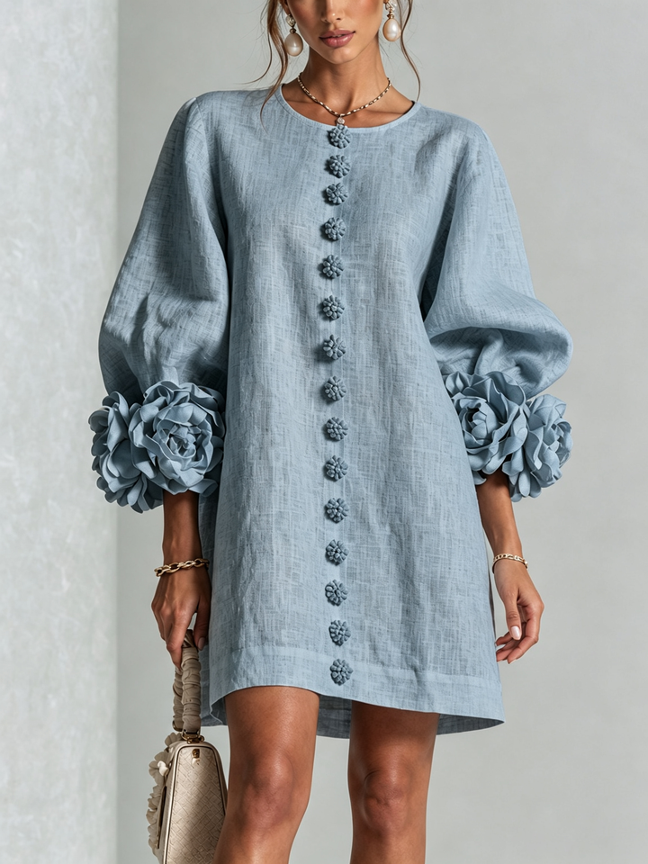 Women’s White Floral Button Front Mini Dress