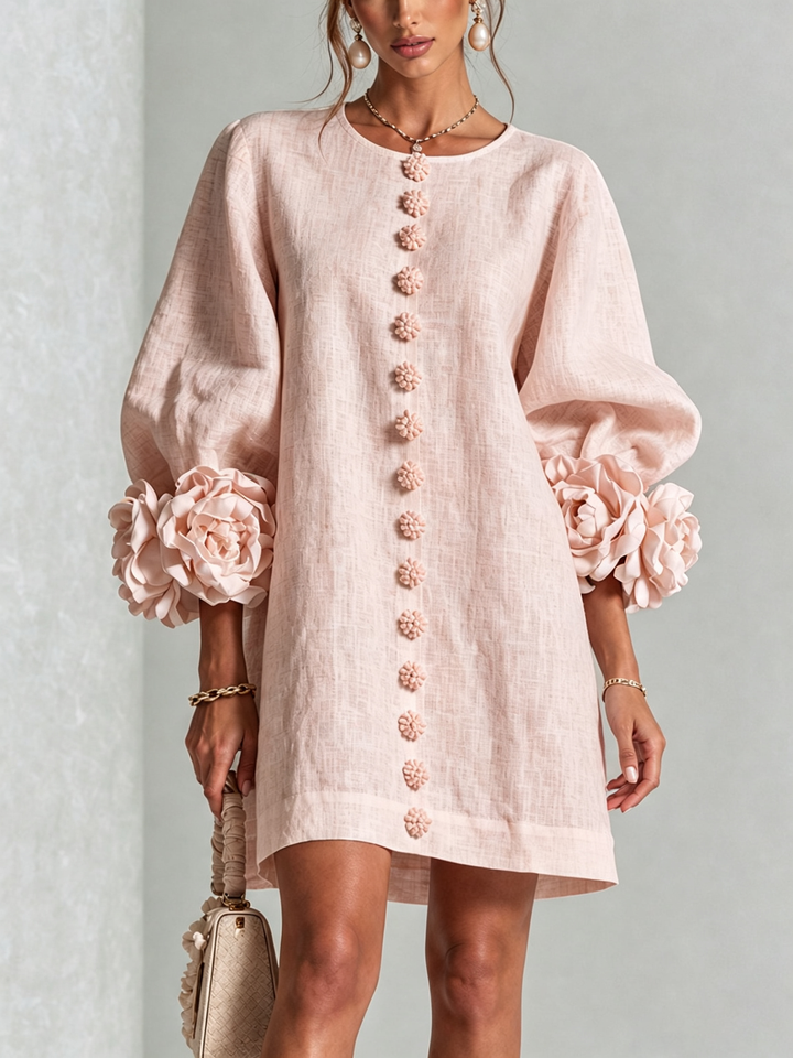 Women’s White Floral Button Front Mini Dress