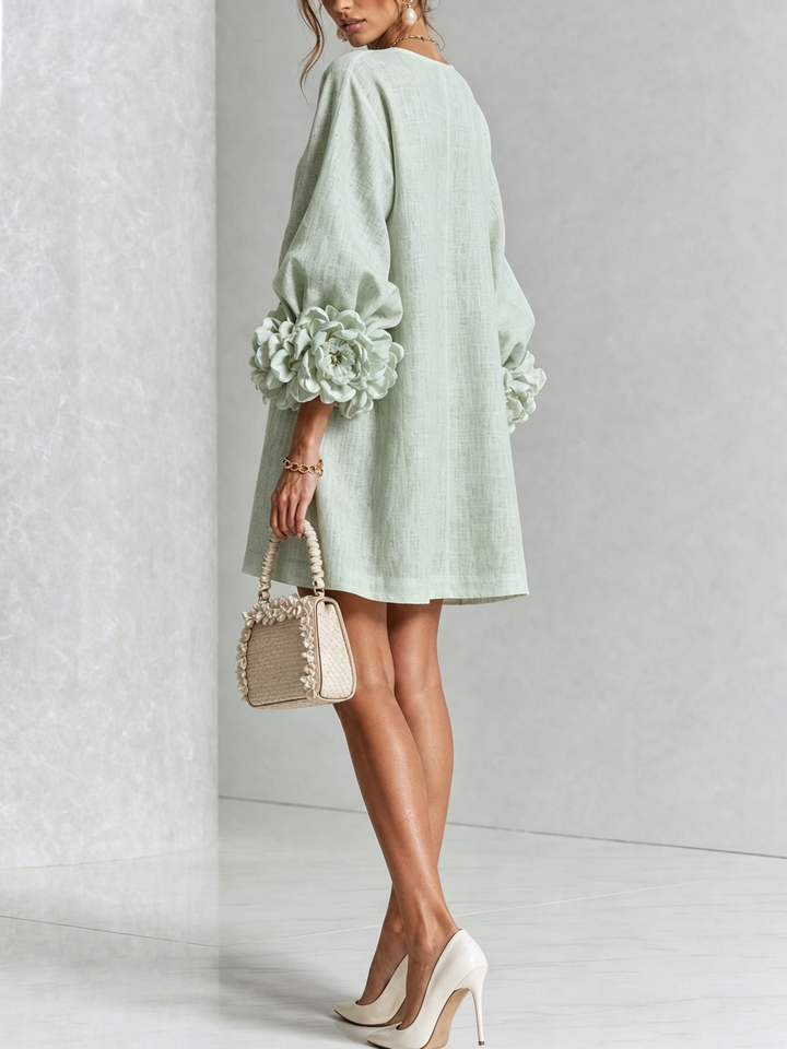 Women’s White Floral Button Front Mini Dress