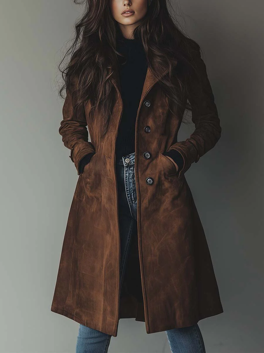 Women’s Vintage Button Front Longline Coat