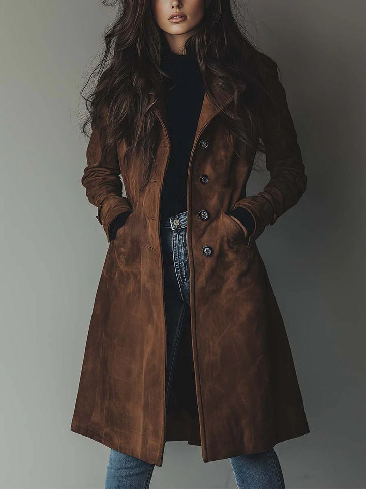 Women’s Vintage Button Front Longline Coat