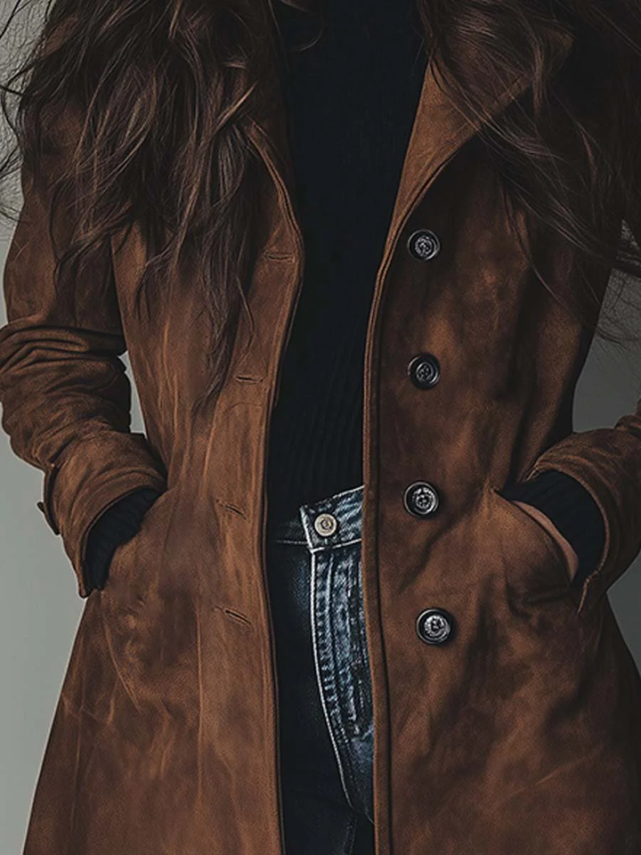 Women’s Vintage Button Front Longline Coat