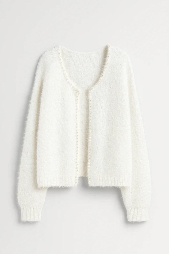 Women’s Soft Open Front Pearl Detail Cardigan