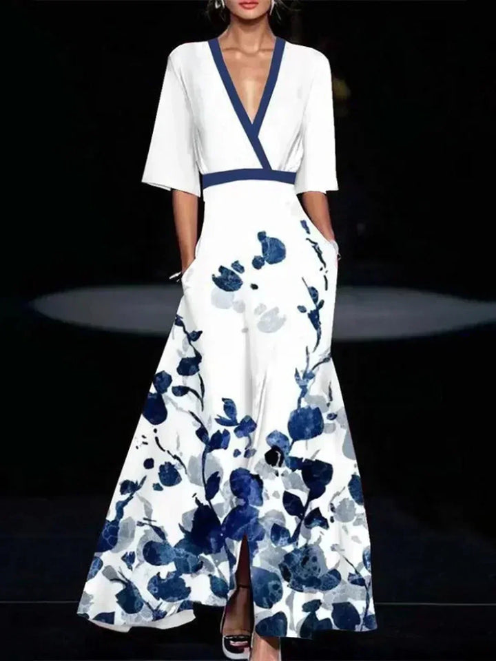 Women’s Elegant Floral Print Midi Dress