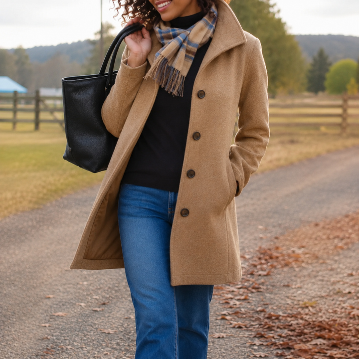 Women’s Straight Fit Button Front Long Coat