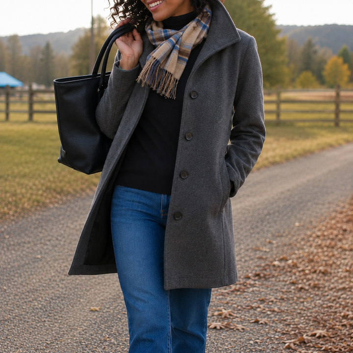 Women’s Straight Fit Button Front Long Coat