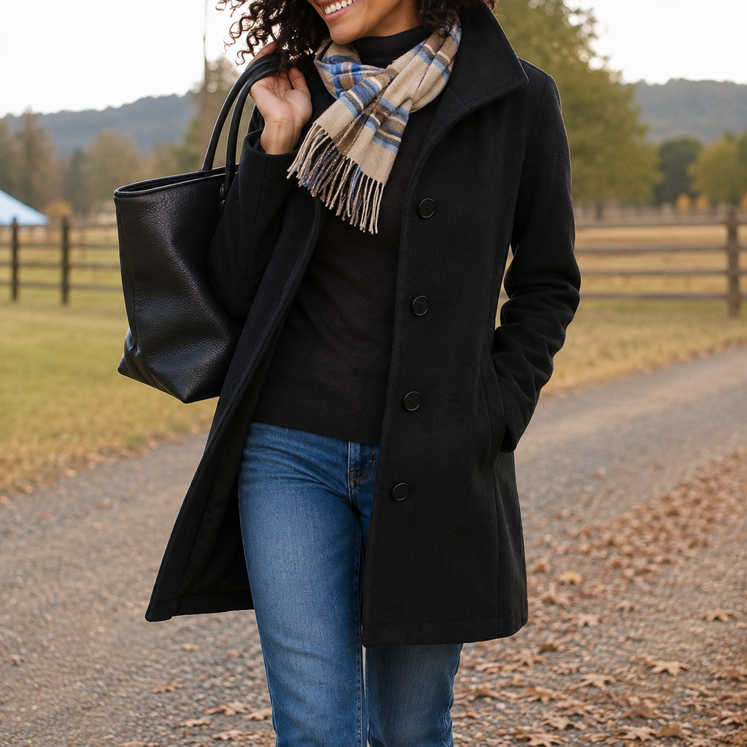 Women’s Straight Fit Button Front Long Coat