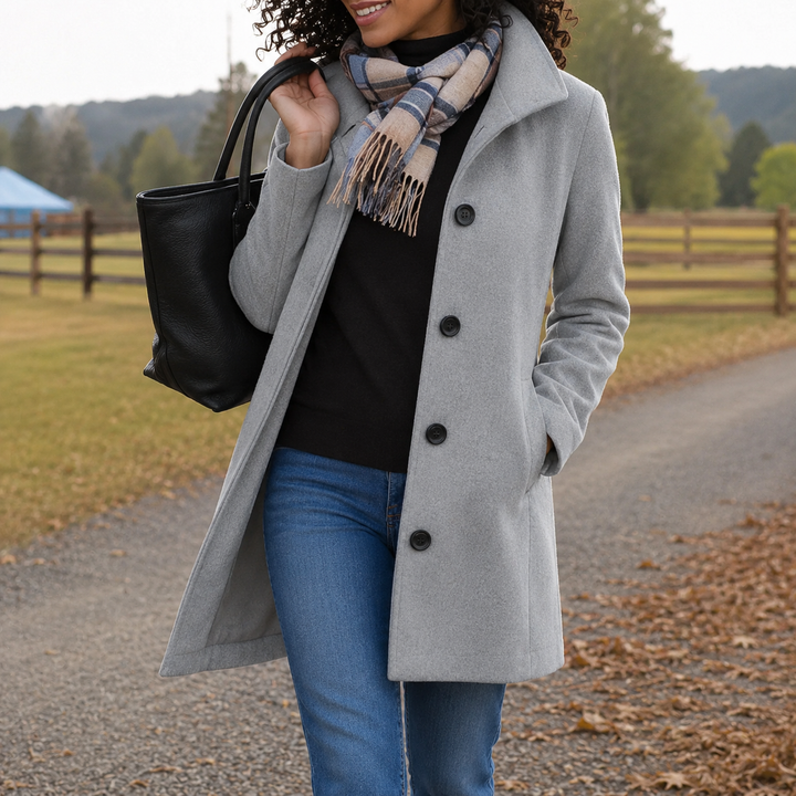 Women’s Straight Fit Button Front Long Coat