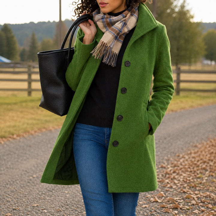 Women’s Straight Fit Button Front Long Coat