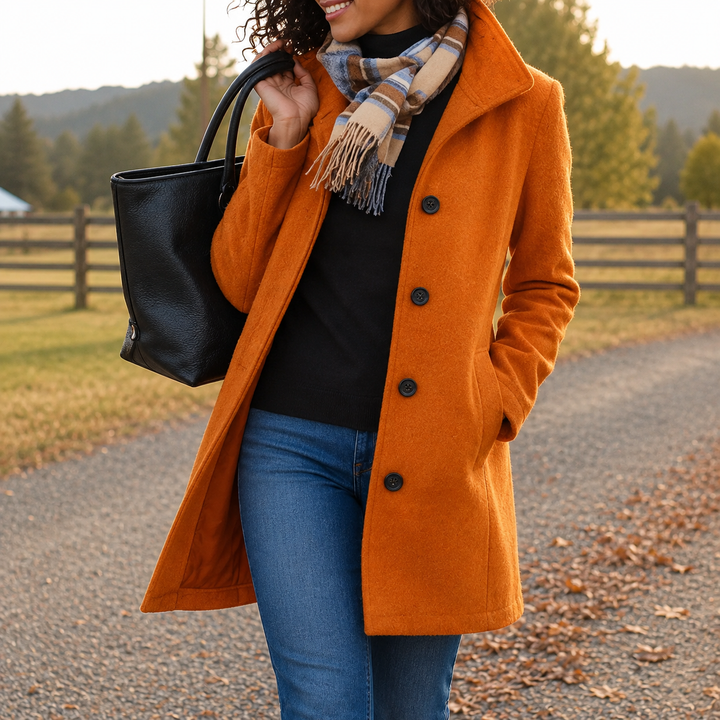 Women’s Straight Fit Button Front Long Coat