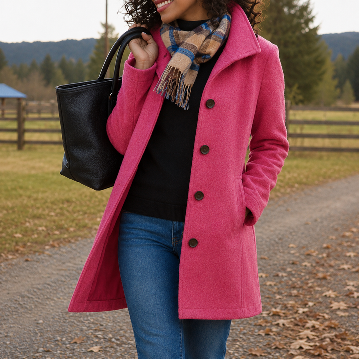 Women’s Straight Fit Button Front Long Coat