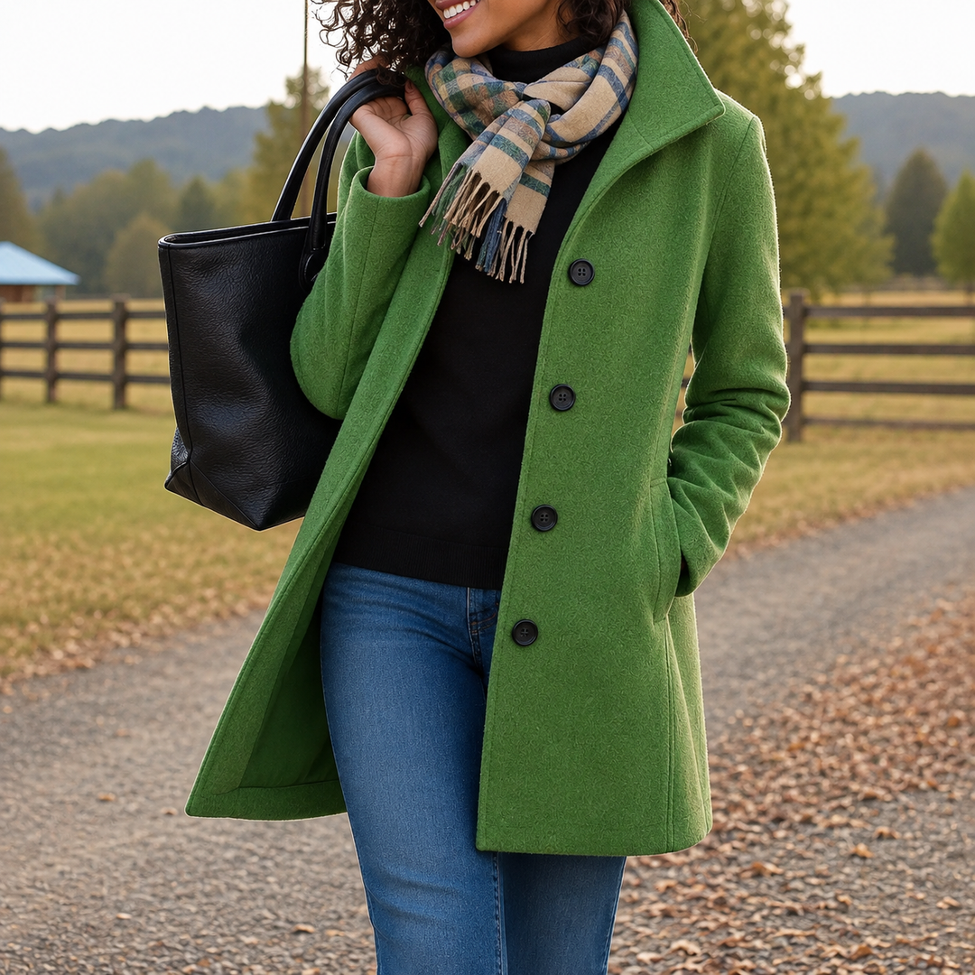 Women’s Straight Fit Button Front Long Coat
