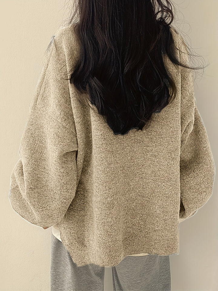 Women’s Casual Split Hem Long Sleeve Pullover Sweater