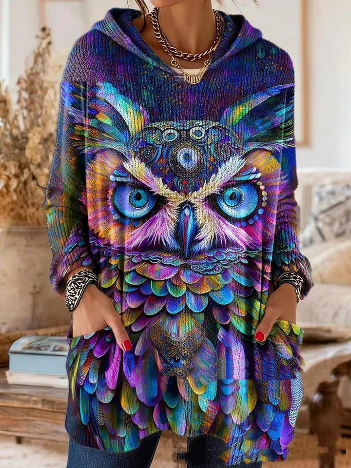 Women’s Retro Ethnic Print Hooded Tunic