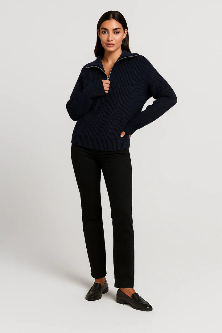 Women’s Waffle-Knit Zip-Collar Sweater