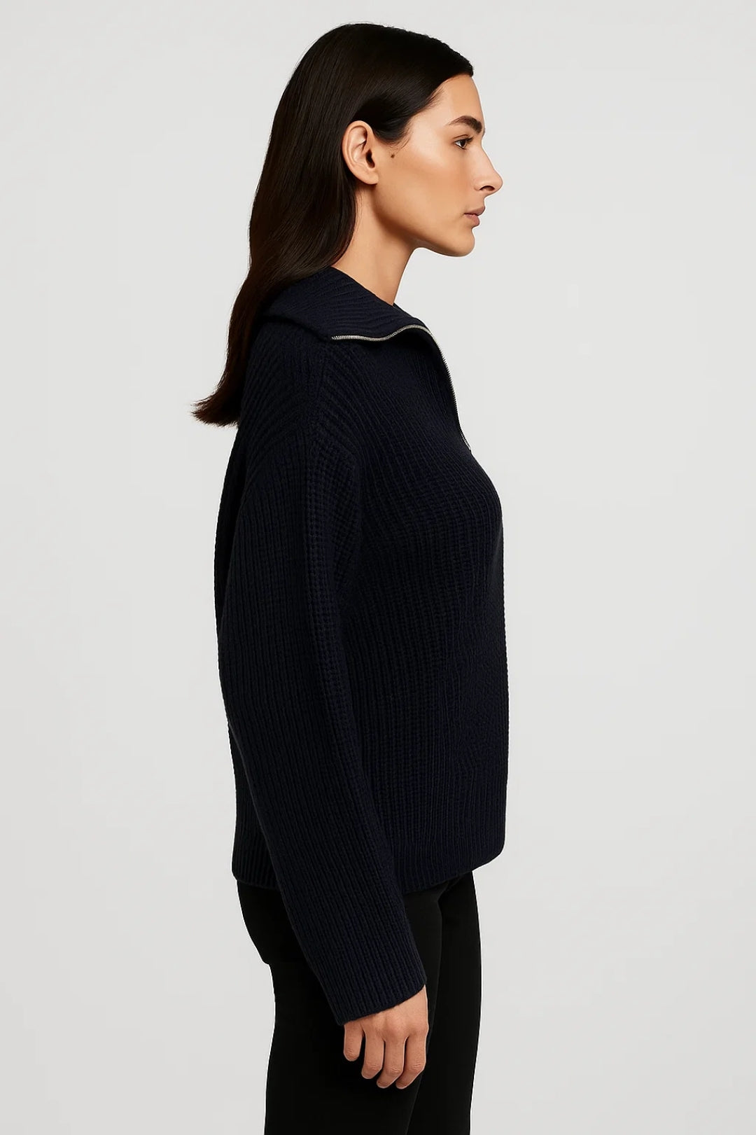 Women’s Waffle-Knit Zip-Collar Sweater