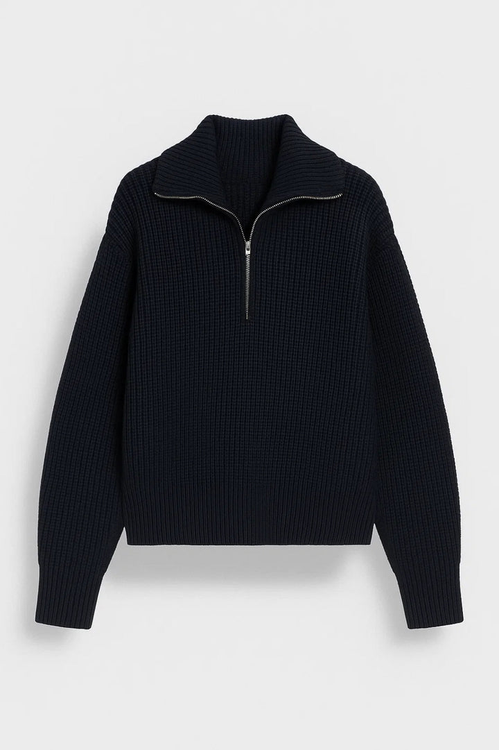 Women’s Waffle-Knit Zip-Collar Sweater