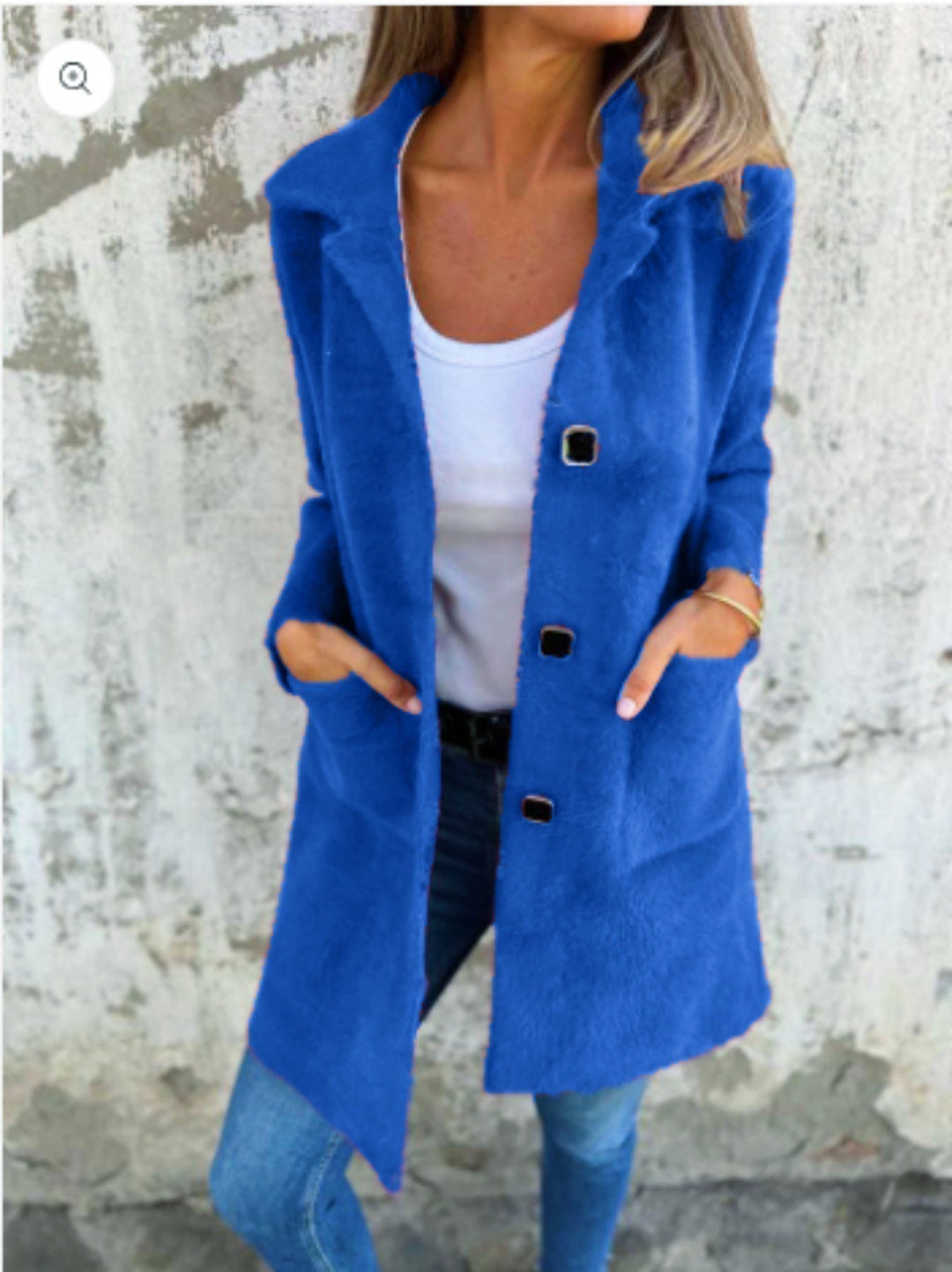 Women’s Long Sleeve Button Front Coat With Pockets