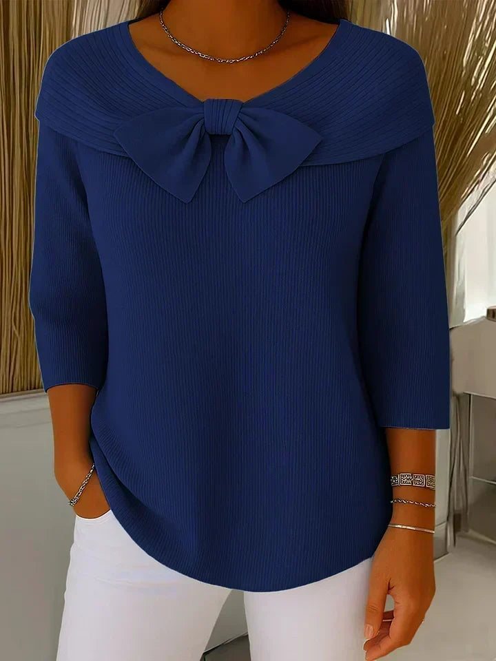 Women's Bow Detail Round Neck Knit Sweater