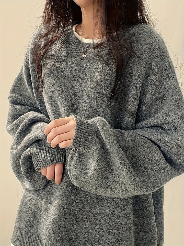 Women’s Casual Split Hem Long Sleeve Pullover Sweater