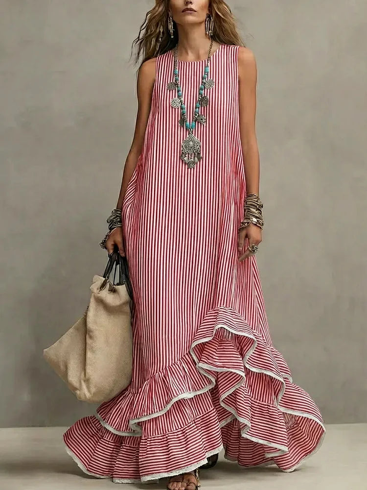 Women’s Retro Ruffled Maxi Dress