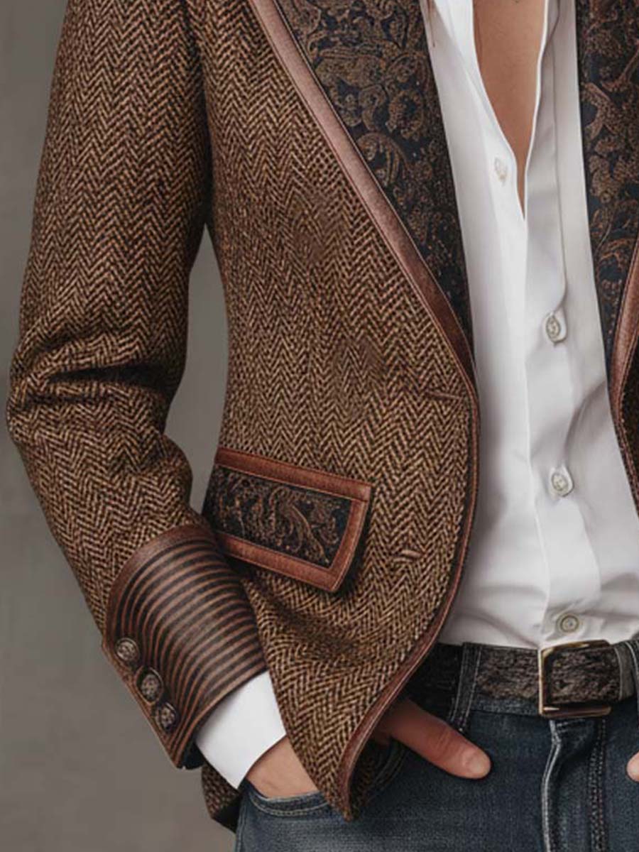 Women’s Tailored Herringbone Paneled Blazer