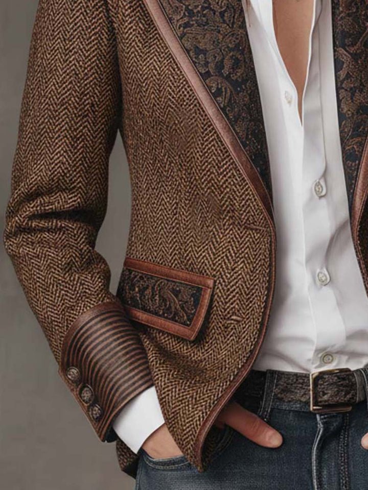 Women’s Tailored Herringbone Paneled Blazer