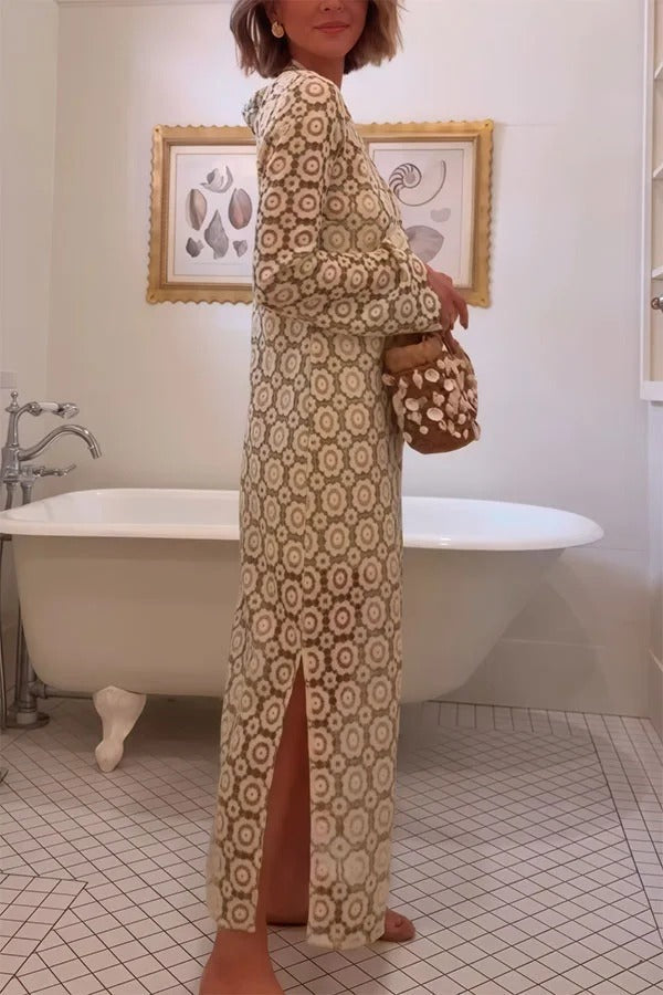 Women’s Floral Long Sleeve Midi Dress