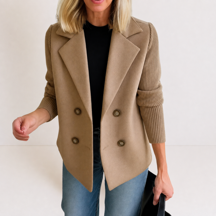 Women’s Tailored Knit Sleeve Blazer Jacket