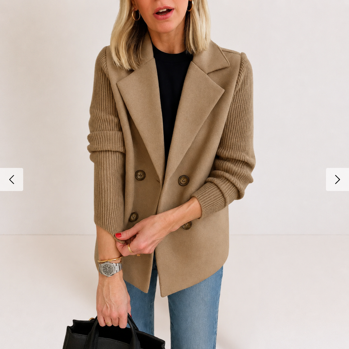 Women’s Tailored Knit Sleeve Blazer Jacket