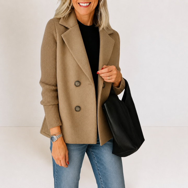 Women’s Tailored Knit Sleeve Blazer Jacket