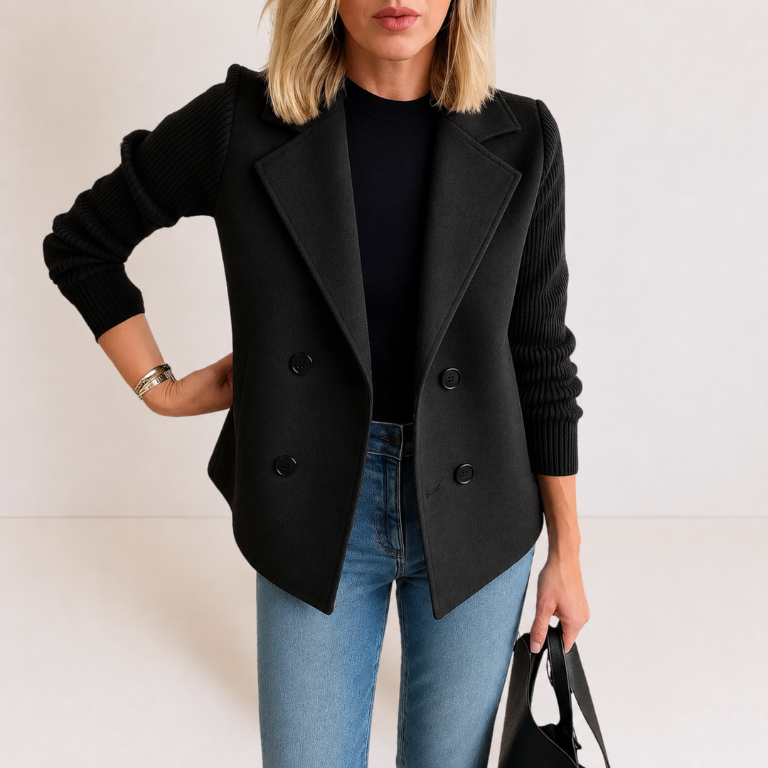 Women’s Tailored Knit Sleeve Blazer Jacket