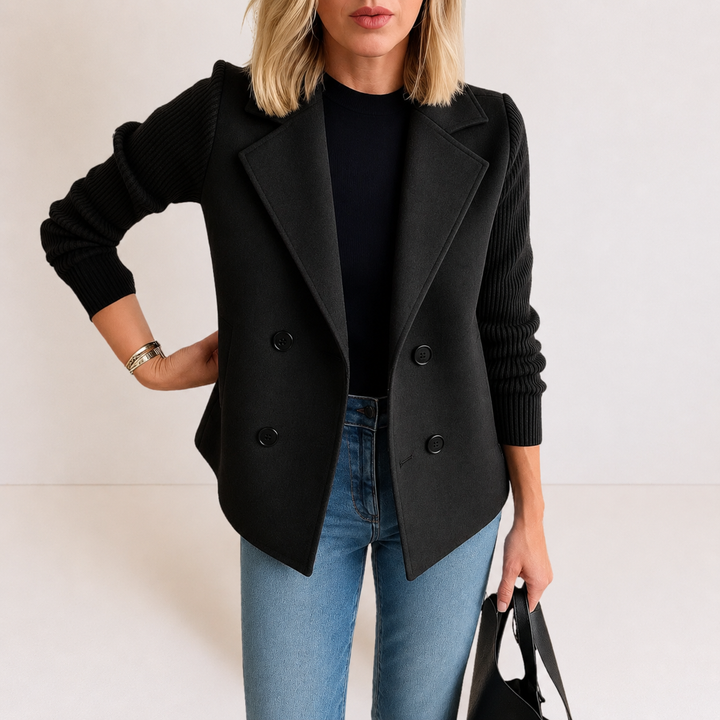Women’s Tailored Knit Sleeve Blazer Jacket
