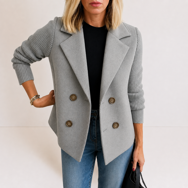 Women’s Tailored Knit Sleeve Blazer Jacket